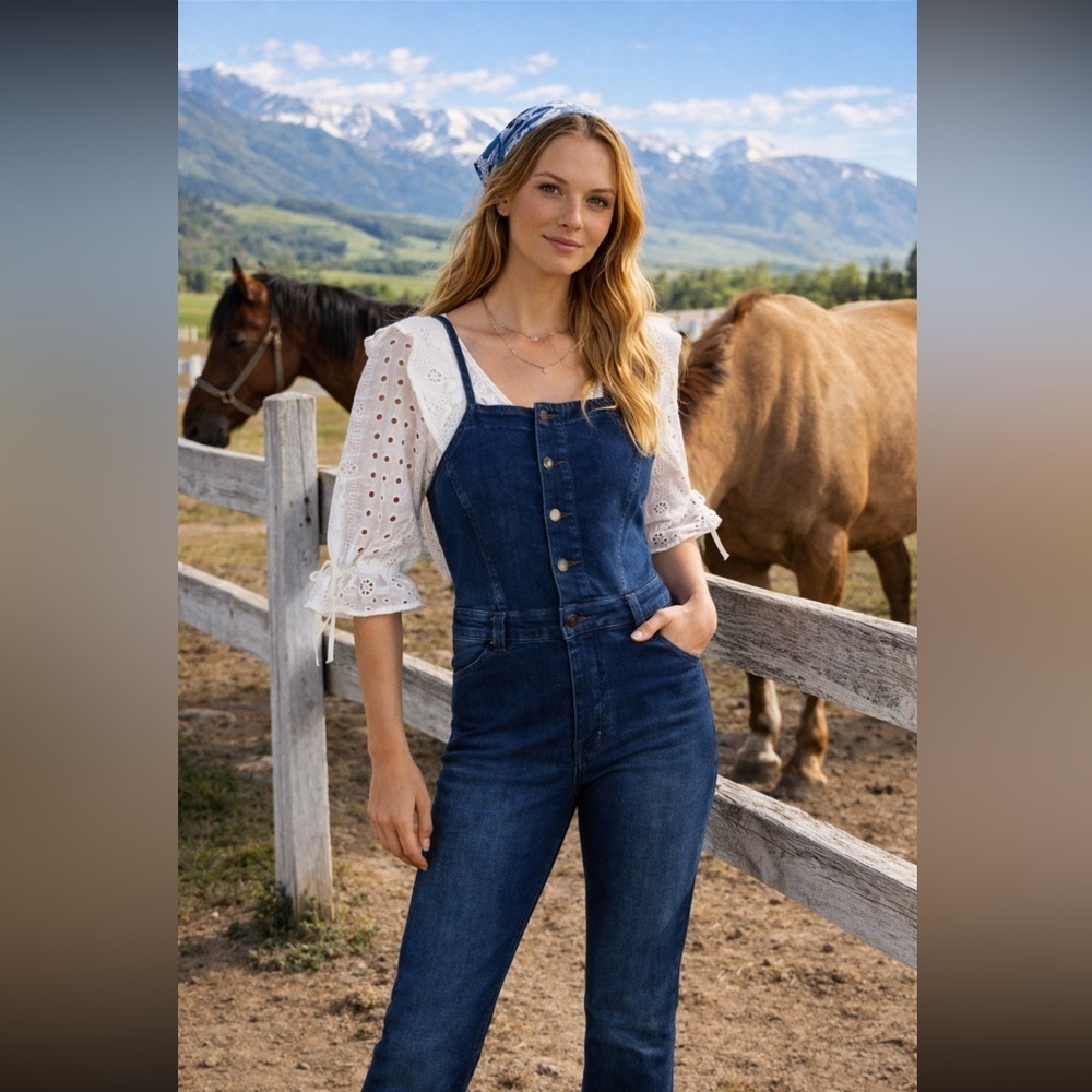 Anthropologie NWT Pilcro Split-Seam Denim Overalls Size 24.